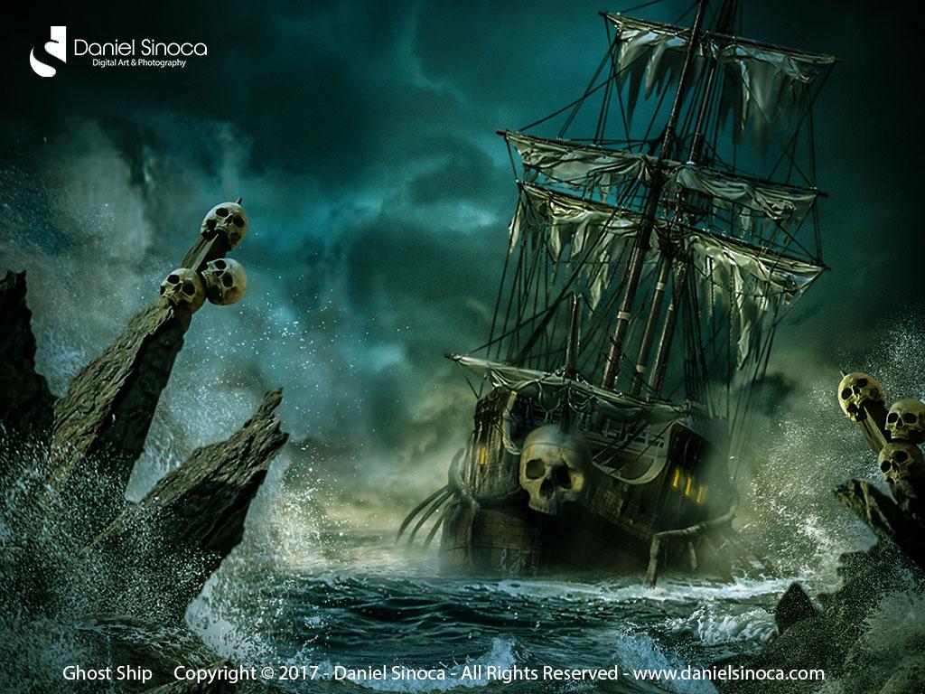 1024x768 Ghost Ship (Remake) By Daniel Sinoca - Ghost Ship Painting