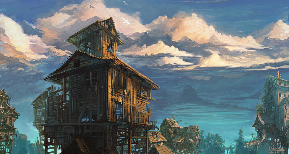 1224x653 Heavenly Ghost Town By Iidanmrak - Ghost Town Painting