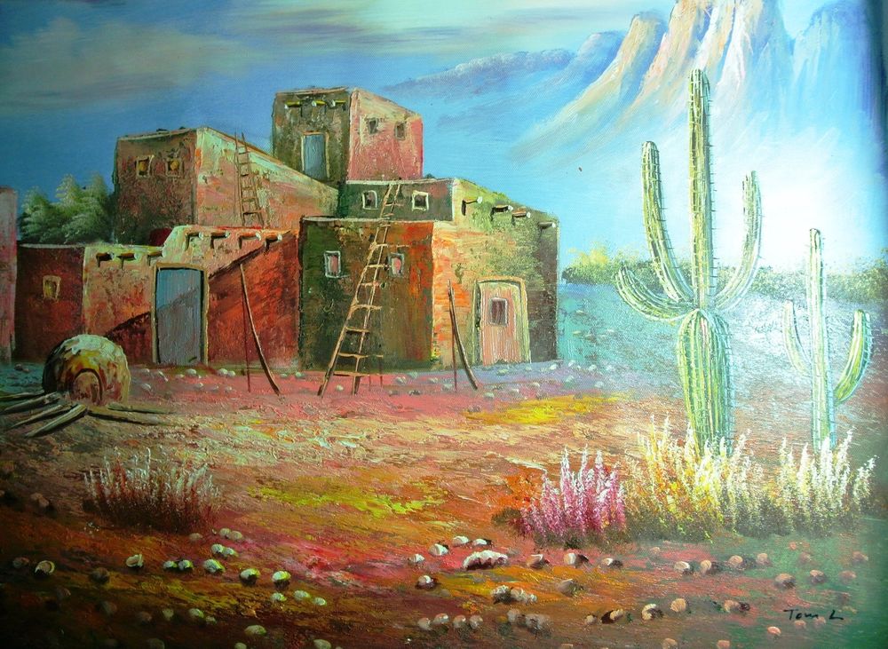1000x731 Tom L Ghost Town Original Oil Painting On Canvas, Hand Signed By - Ghost Town Painting