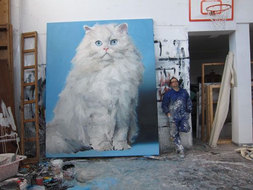 500x376 Kitty Done Correct. Art Cat And Cat Paintings - Giant Cat Painting