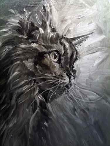 375x500 New Art Giant Cat Portrait Painting Continues Canvas And Camera - Giant Cat Painting