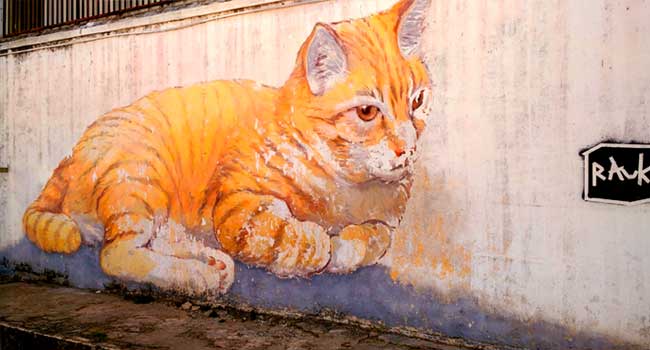650x350 Skippy The Cat Penang Trails - Giant Cat Painting