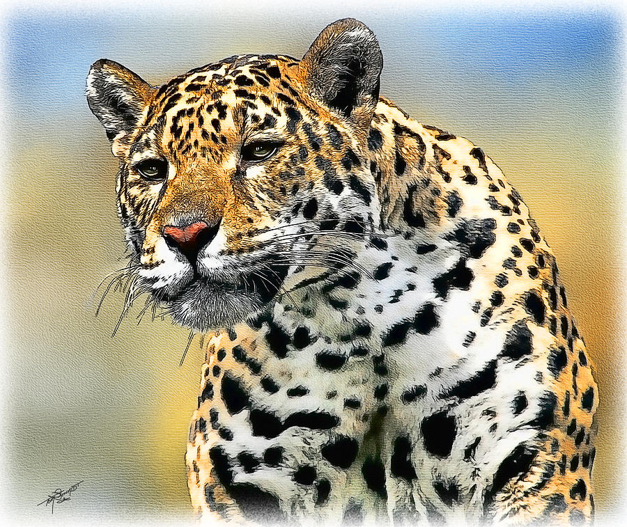 900x757 Big Cat Painting By Tom Schmidt - Giant Cat Painting