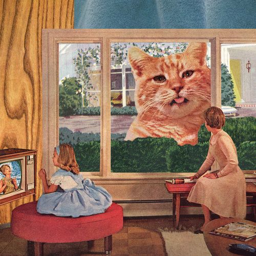 500x500 There's A Giant Cat Outside Smirk Cat, Cat Cat - Giant Cat Painting