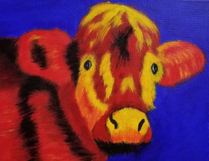415x320 This brightly colored cow will add a giant splash of color to any - Giant Cow Painting