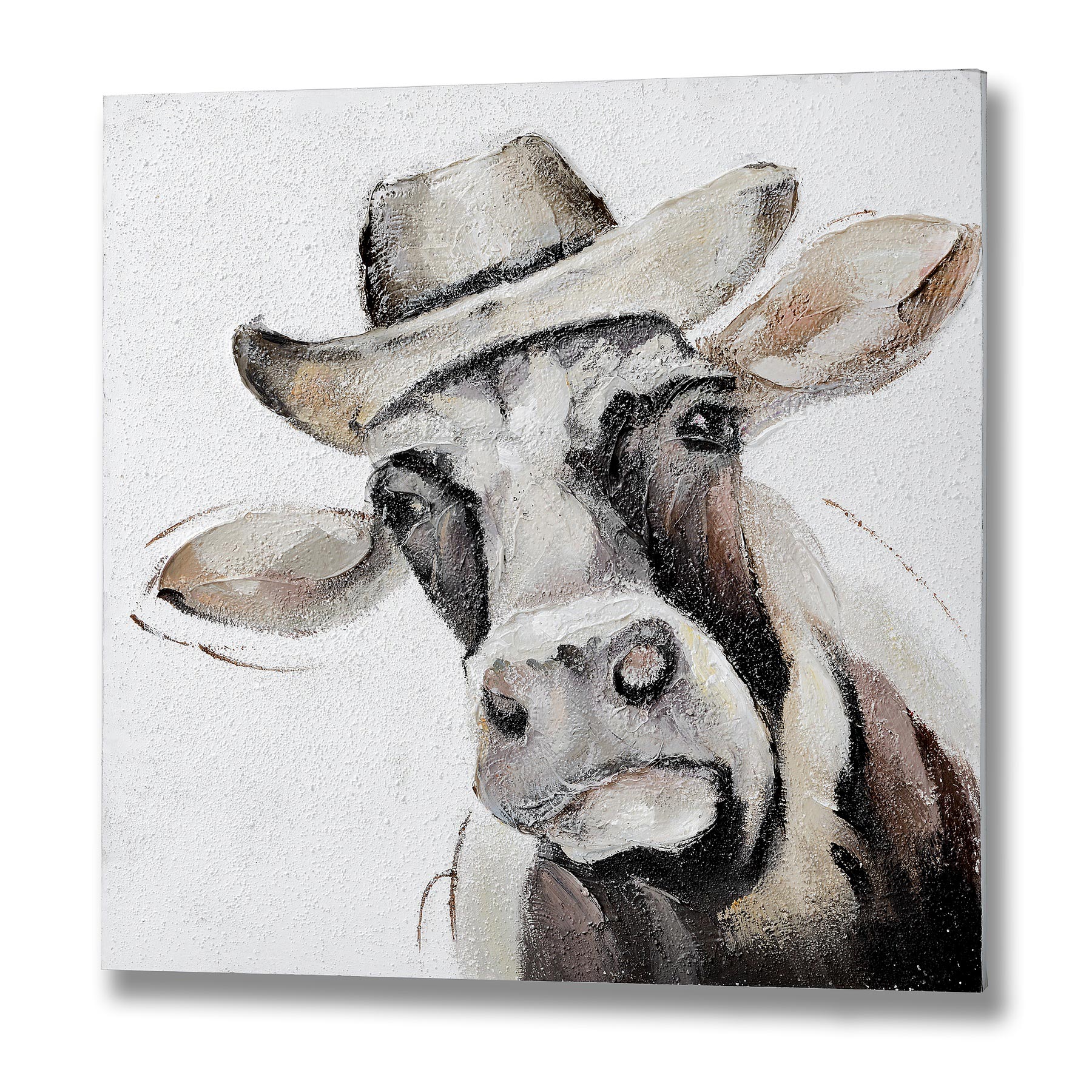 1800x1800 Fun Painting Of A Cow Wearing A Hat From Hill Interiors - Giant Cow Painting