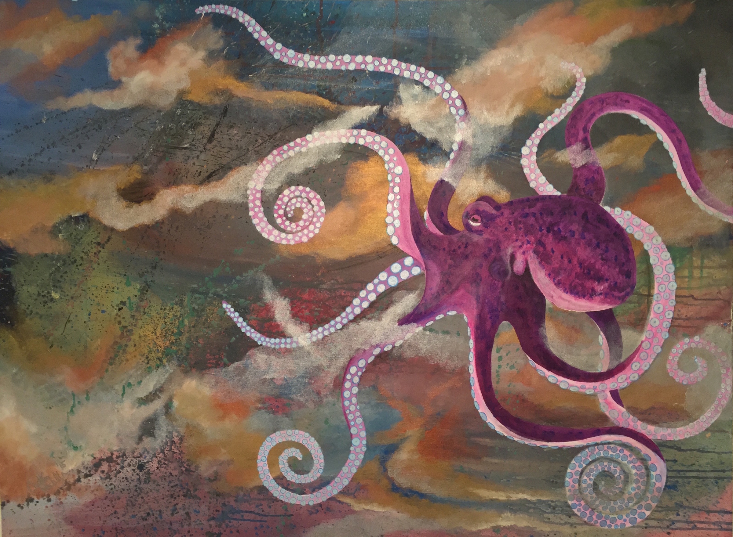 2400x1760 Giant Octopus - Giant Octopus Painting