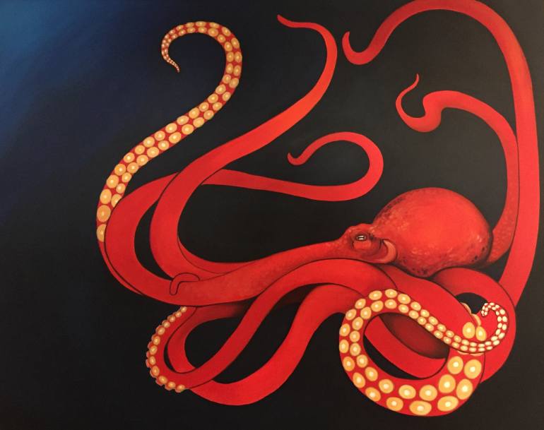 770x609 Saatchi Art Octopus Painting By Sandy Sanjurjo - Giant Octopus Painting