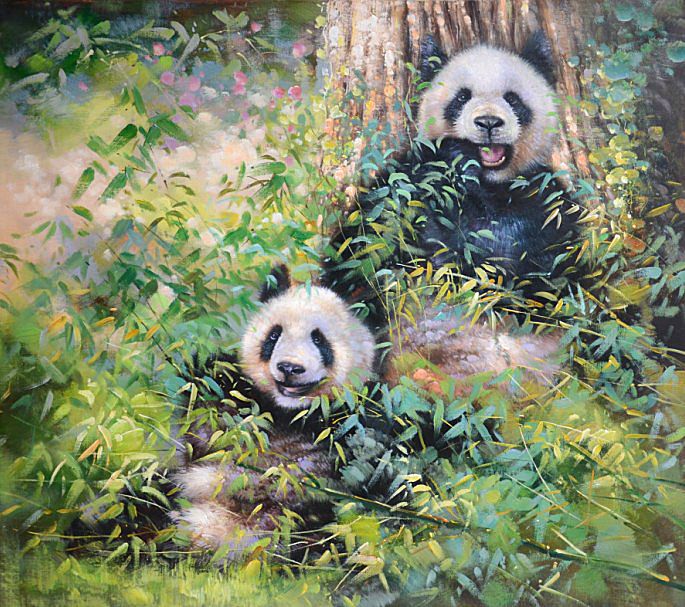 685x607 19 Best Adorable Giant Panda In Oil Painting Images - Giant Panda Painting