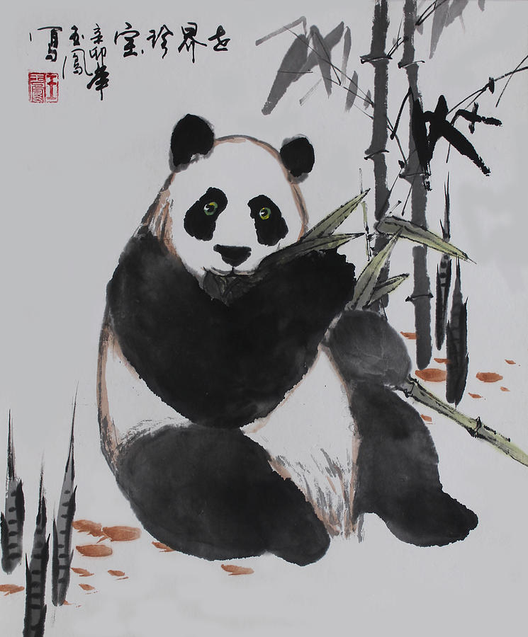 745x900 Giant Panda Photograph By Yufeng Wang - Giant Panda Painting