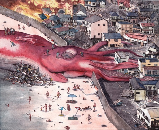 640x524 The Belly's Ocean, A Giant Squid Painting By Matt Rota - Giant Squid Painting