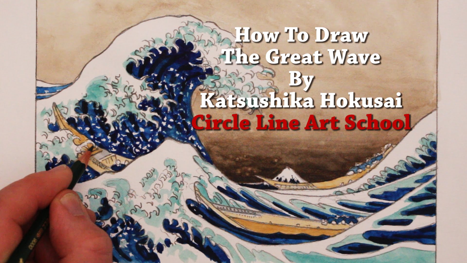1920x1080 How To Draw The Great Wave By Hokusai - Giant Wave Painting