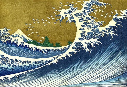520x359 Japanese Wave Paintings Feltmagnet - Giant Wave Painting