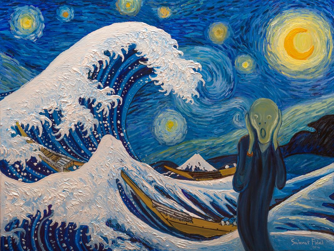 1066x800 The Great Wave Off Kanagawa By Katsushika Hokusai Starry Night - Giant Wave Painting