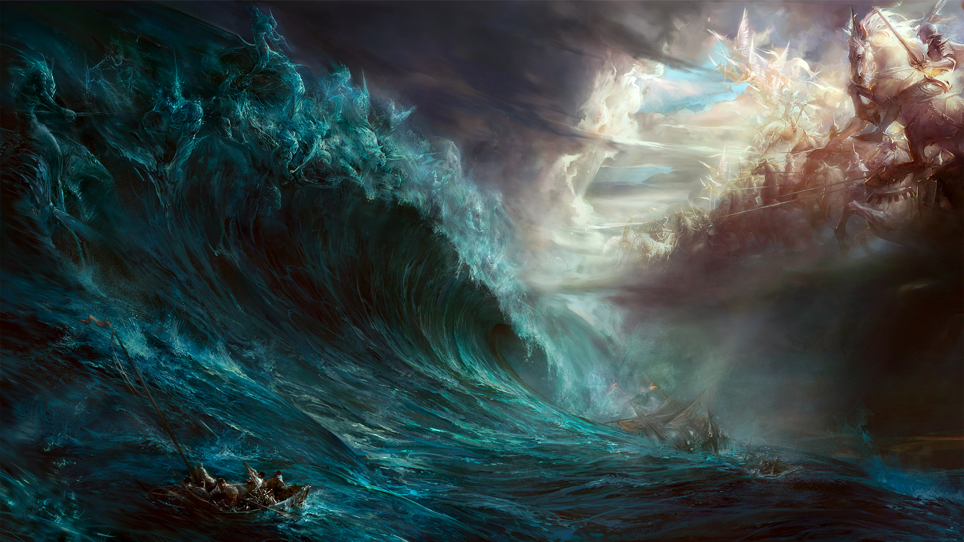 1920x1080 Big Waves Wallpaper Gallery Images) - Giant Wave Painting