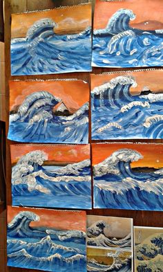 236x393 The Great Wave Of Kanagawa Project Ks2 Children - Giant Wave Painting