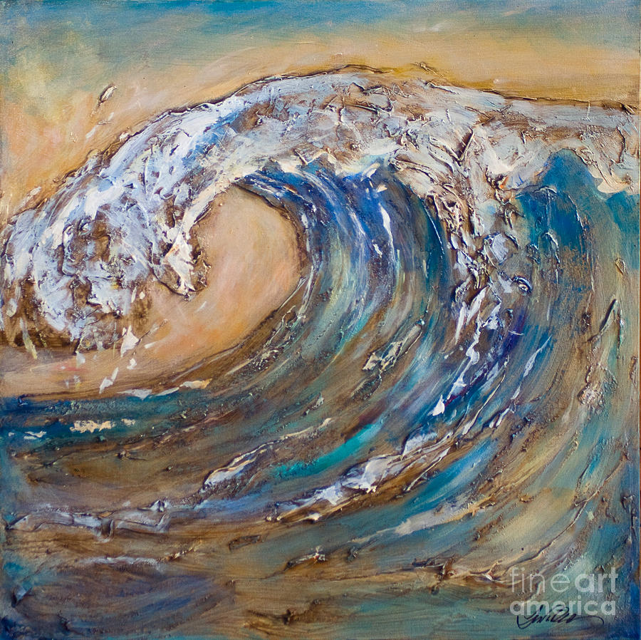 900x898 Giant Wave Painting By Linda Olsen - Giant Wave Painting