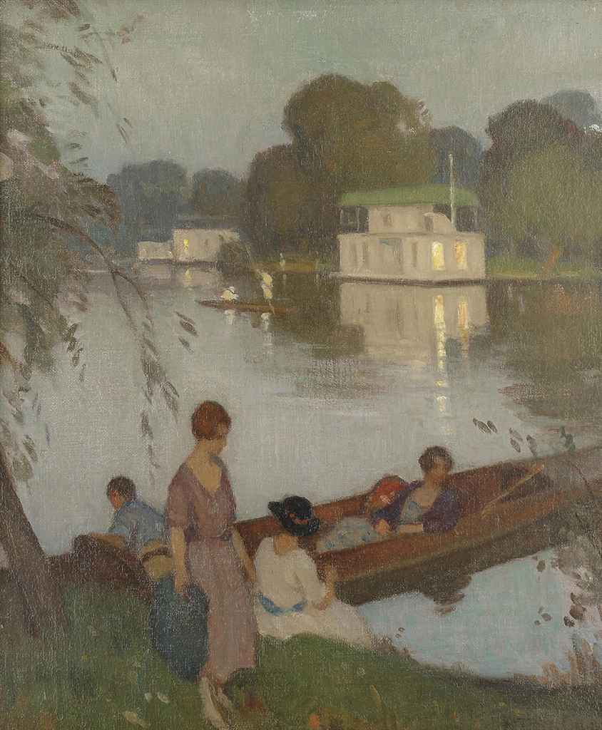 844x1024 Percy William Gibbs (Exh. 1894 1937) A Summer's Evening, Taggs - Gibbs Painting