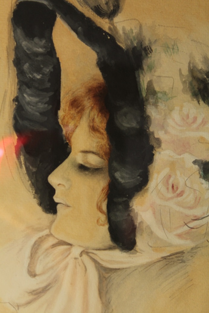 692x1037 Hand Painted Gibson Girl Water Color Niwot Auction - Gibson Girl Painting