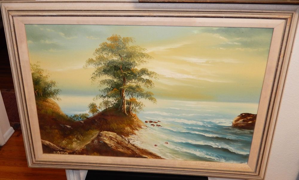 1000x603 E.gibson Original Oil On Canvas Seascape Huge Painting Ebay - Gibson Painting