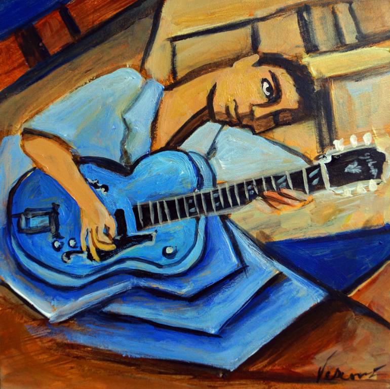 770x769 Saatchi Art Blue Gibson Painting By Valerie Vescovi - Gibson Painting