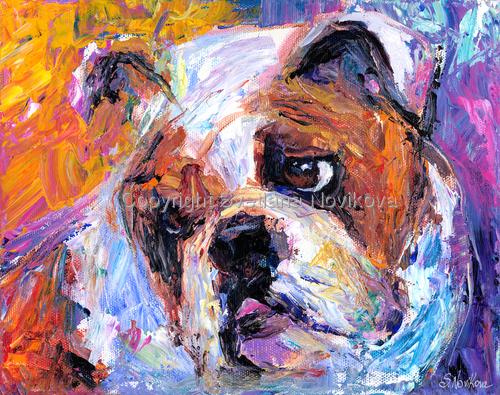 500x395 Printmaking Bulldog - Giclee Painting