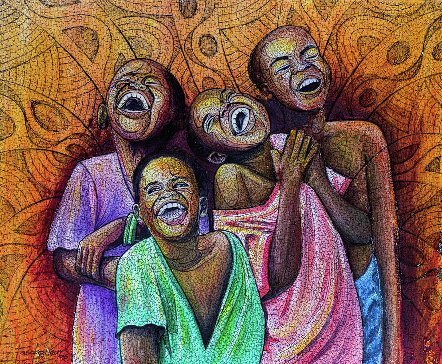 900x742 Happiness Cost No Money Painting By Gideon Fasola - Gideon Painting