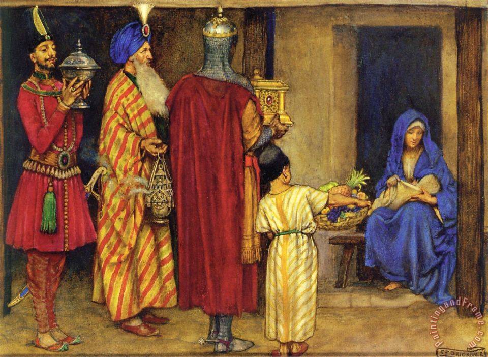 960x702 Eleanor Fortescue Brickdale Three Wise Men Bearing Gifts Painting - Gifts For Painting