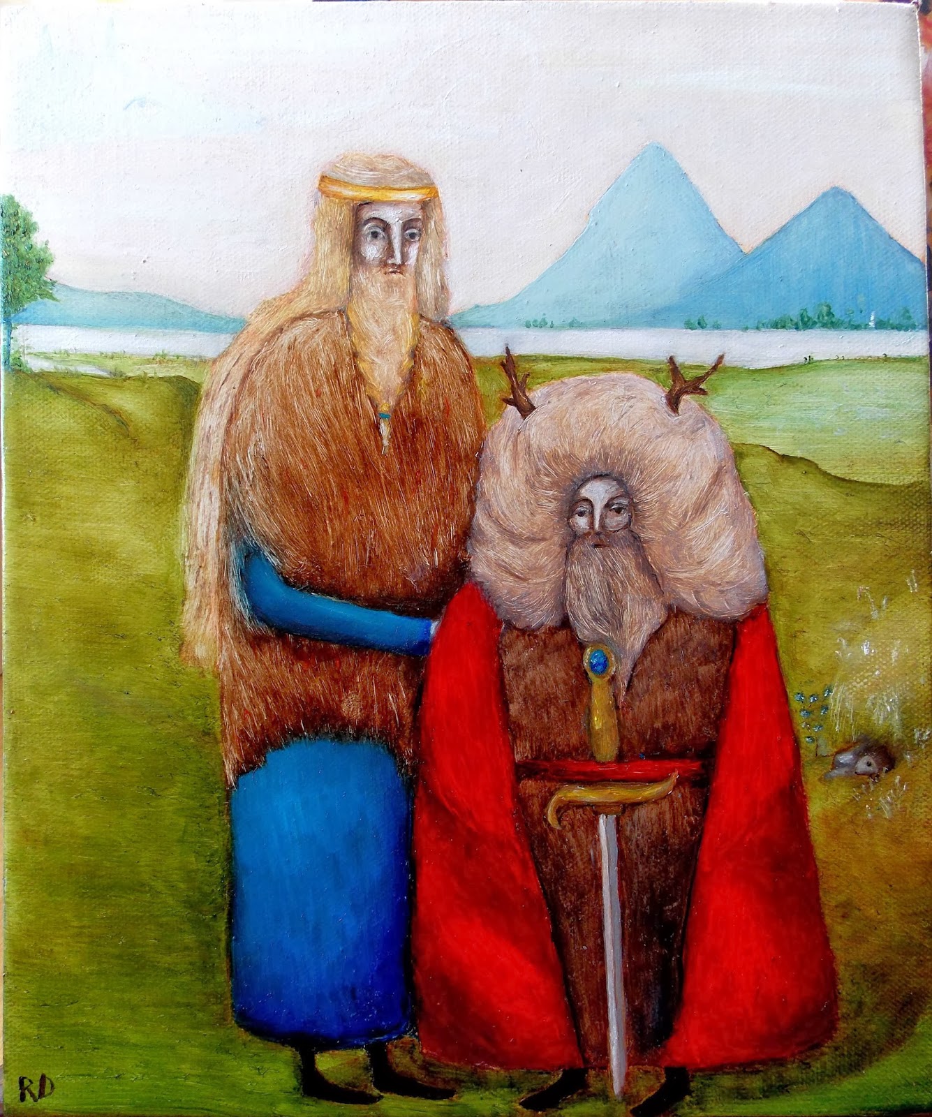 1335x1600 Gilgamesh And Enkidu Oil Painting Rosie Daffern Art - Gilgamesh Painting