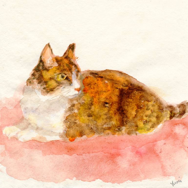 770x770 Saatchi Art Ginger Cat Painting By Yumi Kudo - Ginger Cat Painting