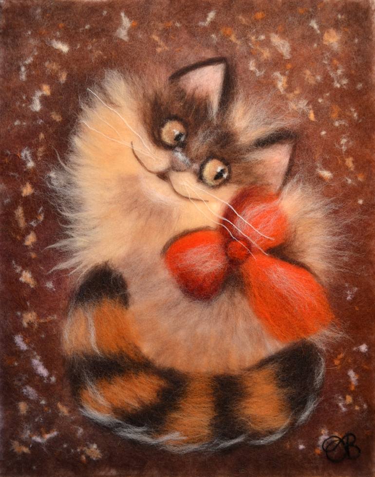 770x978 Saatchi Art Wool Painting Ginger Cat Painting By Oksana Ball - Ginger Painting