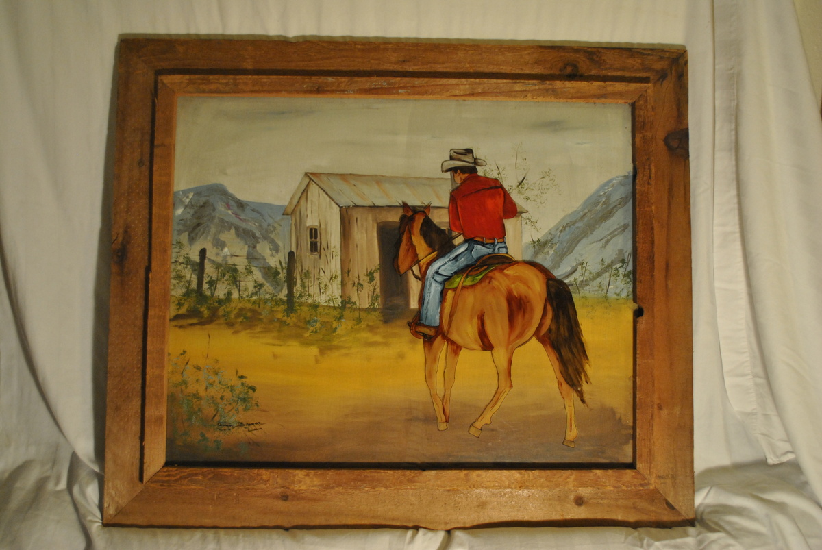 1200x803 Cowboy On Horse Painting By Ginger Rogers Briggs Collectors Weekly - Ginger Painting