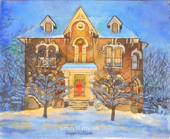 570x468 Gingerbread House Watercolor Print. By Catladywatercolors On Etsy - Gingerbread House Painting