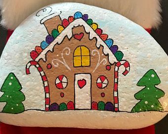 340x270 Image Result For Rock Painting Gingerbread House Rock Painting - Gingerbread House Painting