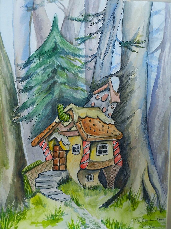 675x900 The Gingerbread House Painting By Diane Milroy - Gingerbread House Painting