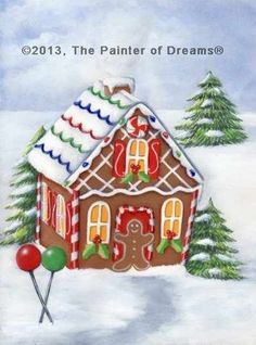 236x318 Painted Gingerbread Houses Miniature Clay Witch Gingerbread - Gingerbread House Painting