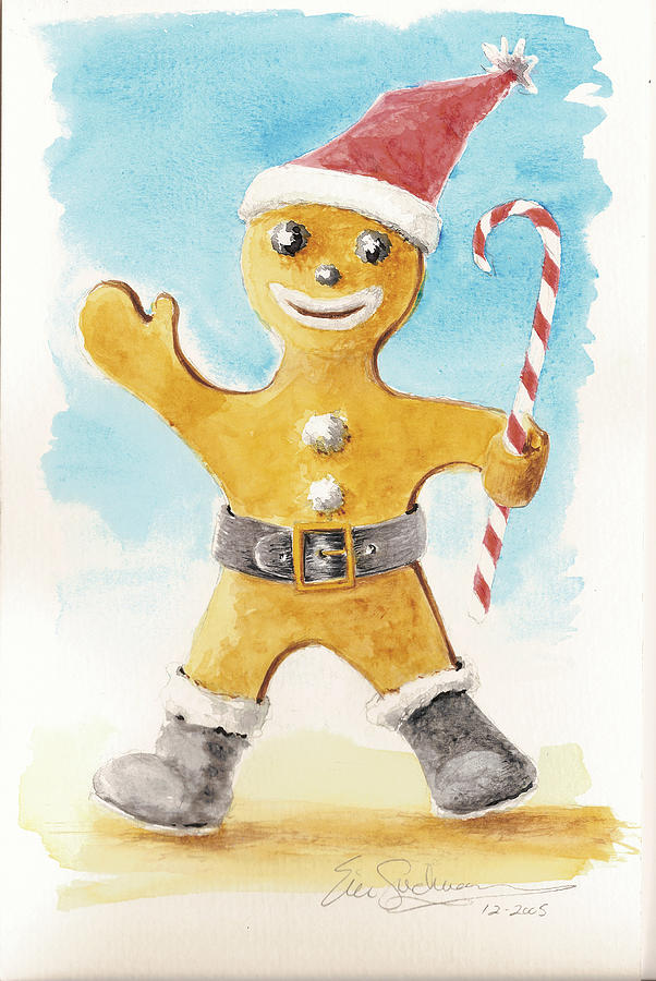 602x900 Gingerbread Man Painting By Eric Suchman - Gingerbread Man Painting