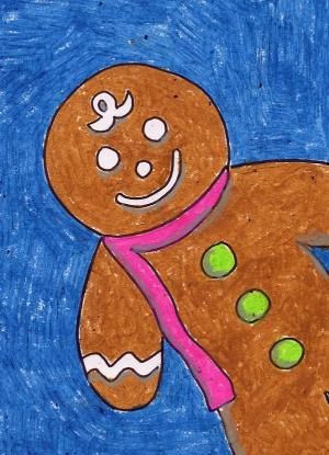 300x415 Art Projects For Kids Gingerbread Man Drawing By Paulaqwest - Gingerbread Man Painting