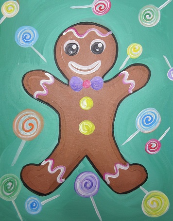 356x456 Gingerbread Man - Gingerbread Man Painting