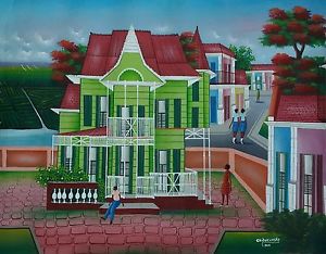 300x234 Haitian 40 X 30 House Gingerbread Painting On Canvas Master Ch - Gingerbread Painting