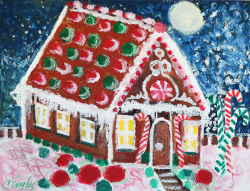 500x382 Carol Engles Art Gingerbread House - Gingerbread Painting