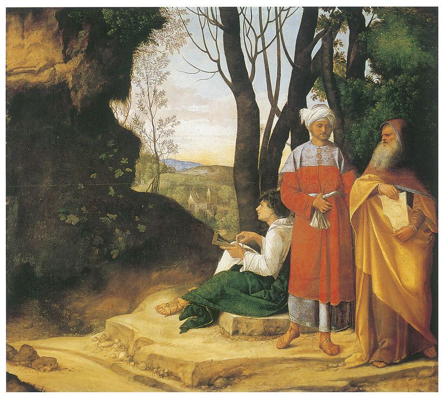 900x808 The Three Philosophers Painting By Giorgione - Giorgione Painting