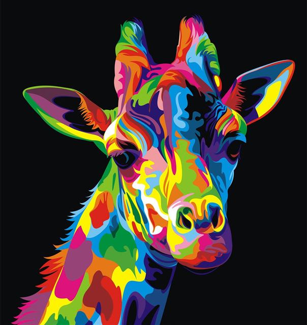 604x640 Modern Home Wall Art Hand Painted Animal Black Oil Painting - Giraffe Acrylic Painting