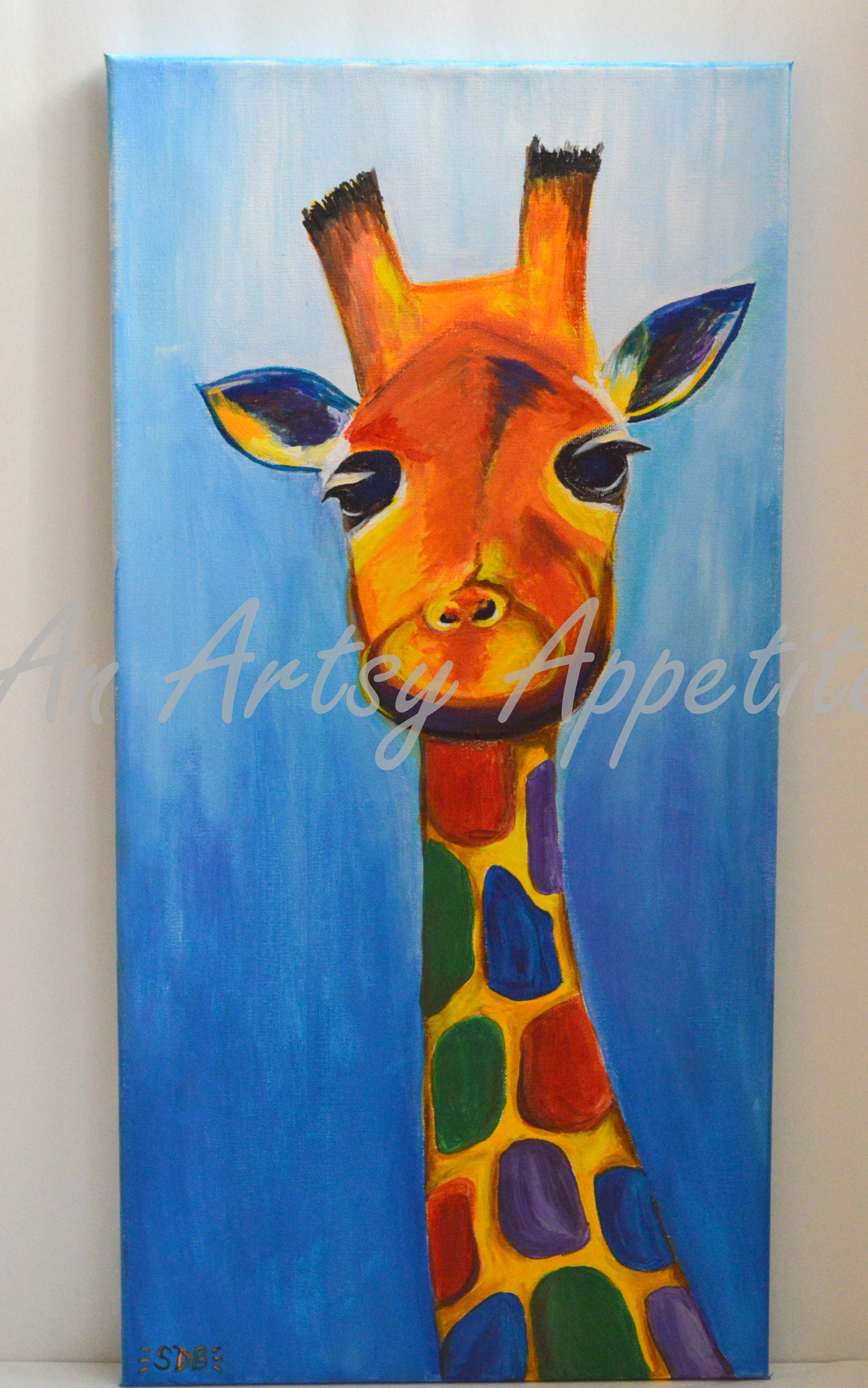 3351x5357 Colorful Baby Giraffe Acrylic Canvas Painting An Artsy Appetite - Giraffe Acrylic Painting