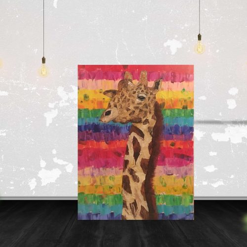 500x500 Colorful Giraffe Acrylic Painting On Canvas Local Goods Market - Giraffe Acrylic Painting