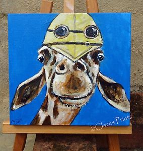 284x300 Explorer Giraffe Steampunk Acrylic Painting Canvas Art Animals - Giraffe Acrylic Painting