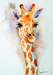 214x300 Giraffe Paintings Fine Art America - Giraffe Head Painting