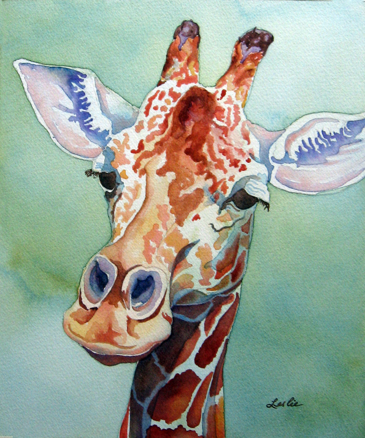 1250x1500 Giraffe Portrait Leslie White - Giraffe Head Painting