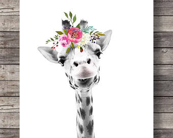 340x270 Giraffe Art Etsy - Giraffe Head Painting