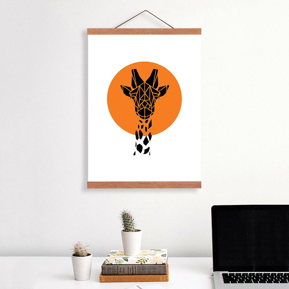 1000x1000 Nordic Abstract Geometric Giraffe Head Wooden Framed Canvas - Giraffe Head Painting
